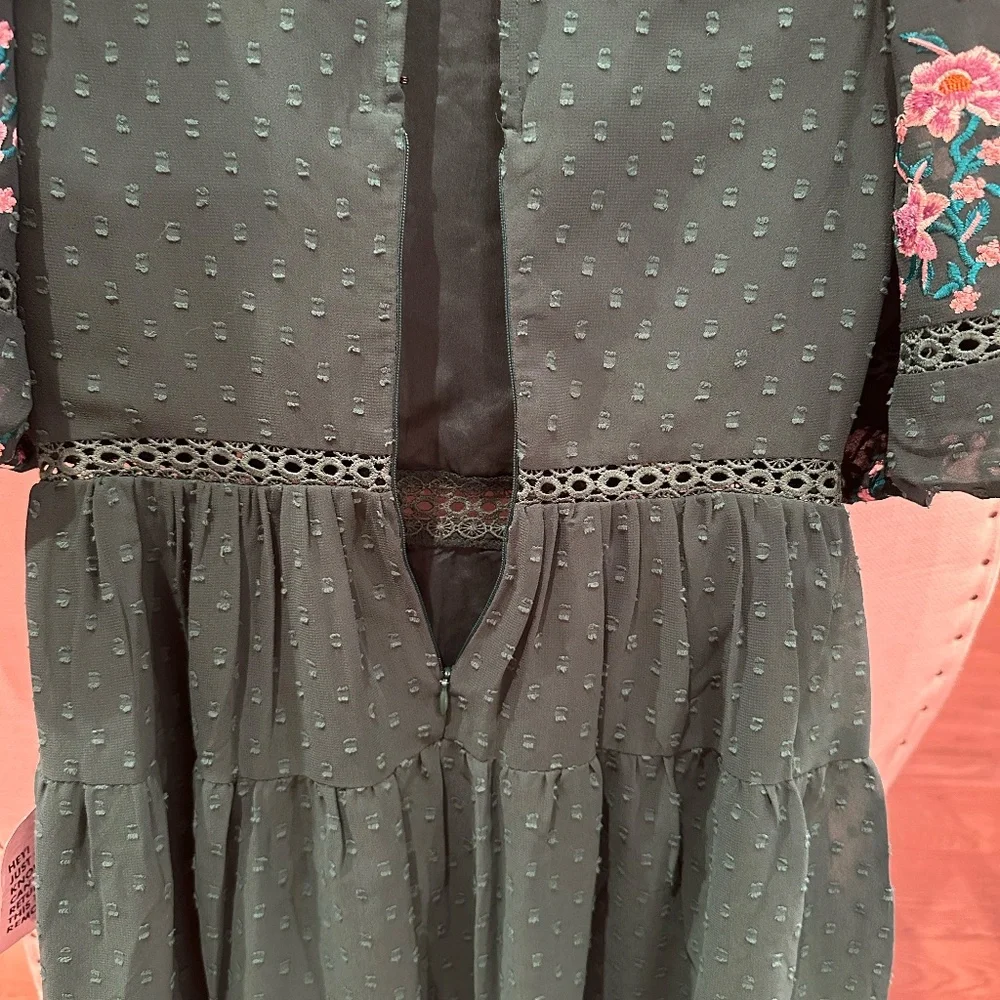 Asos Petite High neck embroidered mini Dress - Picture 9 of 14
